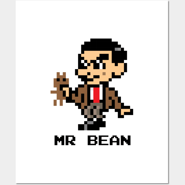 Mr Bean Pixel Character Wall Art by Rebus28